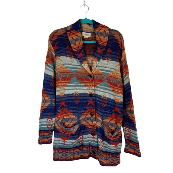 VTG Ralph Lauren Denim Supply Womens Southwestern Cardigan Shawl Collar Aztec XL - Picture 4 of 13